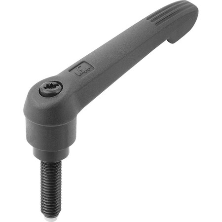 Kipp Adjustable Handle W. Thrust Pin Size:1 M06X19, 8, Form:B Plastic, Black Ral7021, Comp:Pin Pom K0780.21061X20